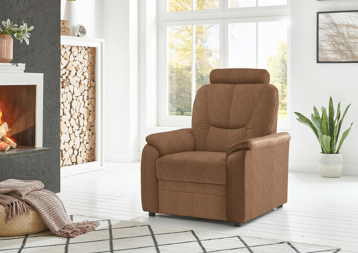 FERNSEHSESSEL Chenille Rostfarben  - Rostfarben/Schwarz, Konventionell, Kunststoff/Textil (90/96/89cm) - Beldomo Comfort