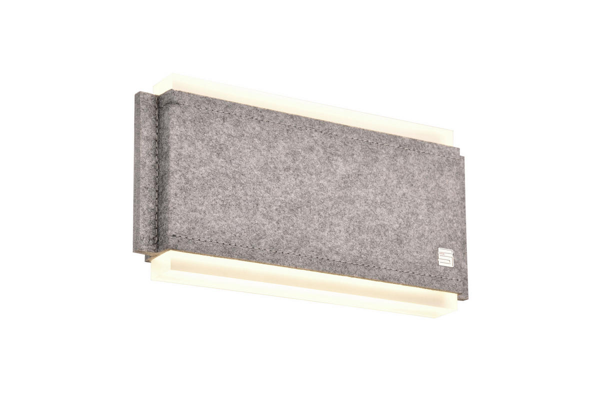 LED-WANDLEUCHTE   - Grau/Nickelfarben, KONVENTIONELL, Textil/Metall (15/30/8cm) - Cinque