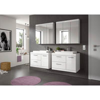 BADEZIMMER 6-teilig  in 175 cm  - Weiß Hochglanz/Silberfarben, Trend, Glas/Holzwerkstoff (175cm) - MID.YOU