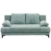 SCHLAFSOFA Cord Pastellgrün  inkl. Rückenkissen, Armlehnenkissen, Bettkasten, Schlaffunktion, Rücken echt, Liegefläche im Originalstoff  - Pastellgrün/Schwarz, KONVENTIONELL, Kunststoff/Textil (211/96/105cm) - Carryhome