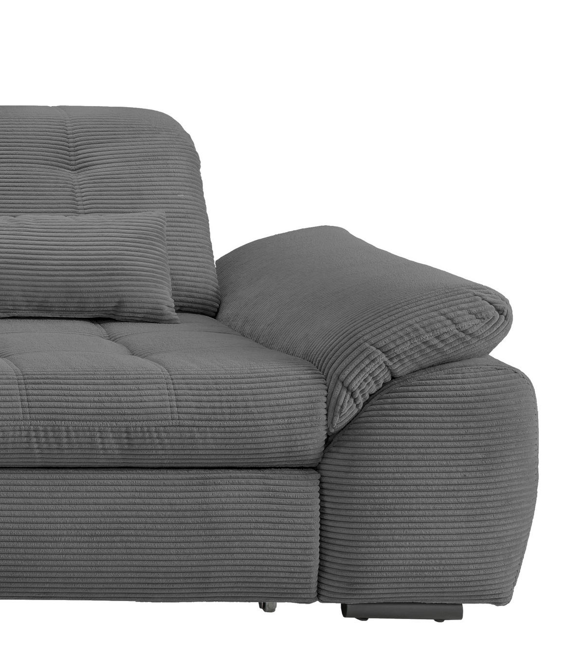 ECKSOFA in Cord Grau  - Schwarz/Grau, Modern, Textil/Metall (184/314cm) - Livetastic
