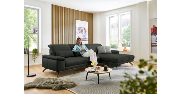 ECKSOFA in Echtleder Dunkelgrün 332/193 cm - Dunkelgrün/Schwarz, Design, Leder/Metall (332/193cm) - Dieter Knoll