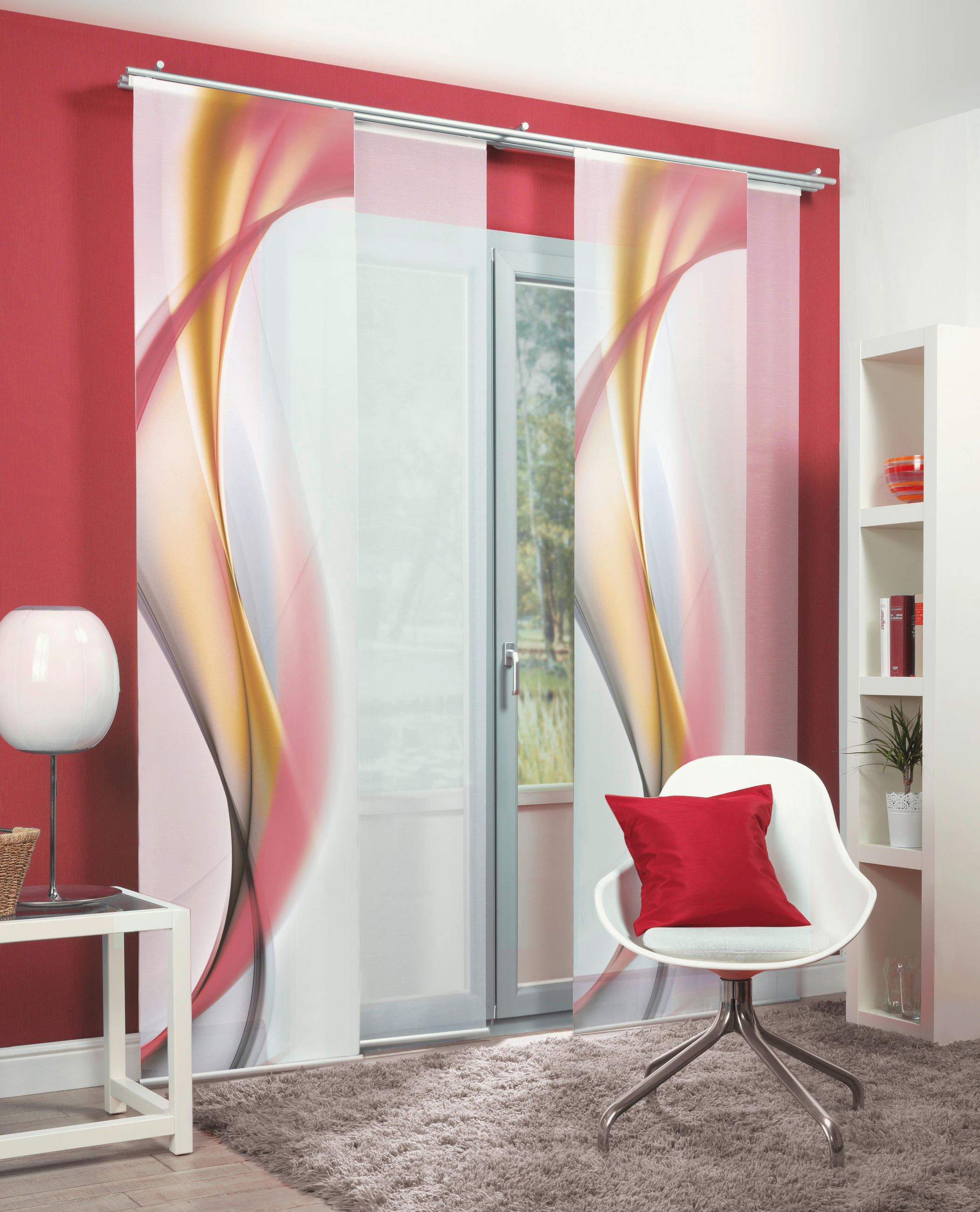 FLÄCHENVORHANG REDFIELD, 3-TLG  3 Stück    180/245 cm  - Rot, Basics, Textil (180/245cm)