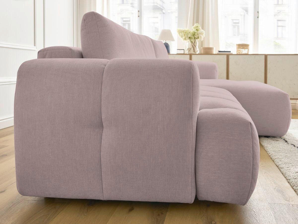 ECKSCHLAFSOFA FUJI Leinenoptik Pink  inkl.  - Pink/Schwarz, MODERN, Kunststoff/Textil (292/160cm)