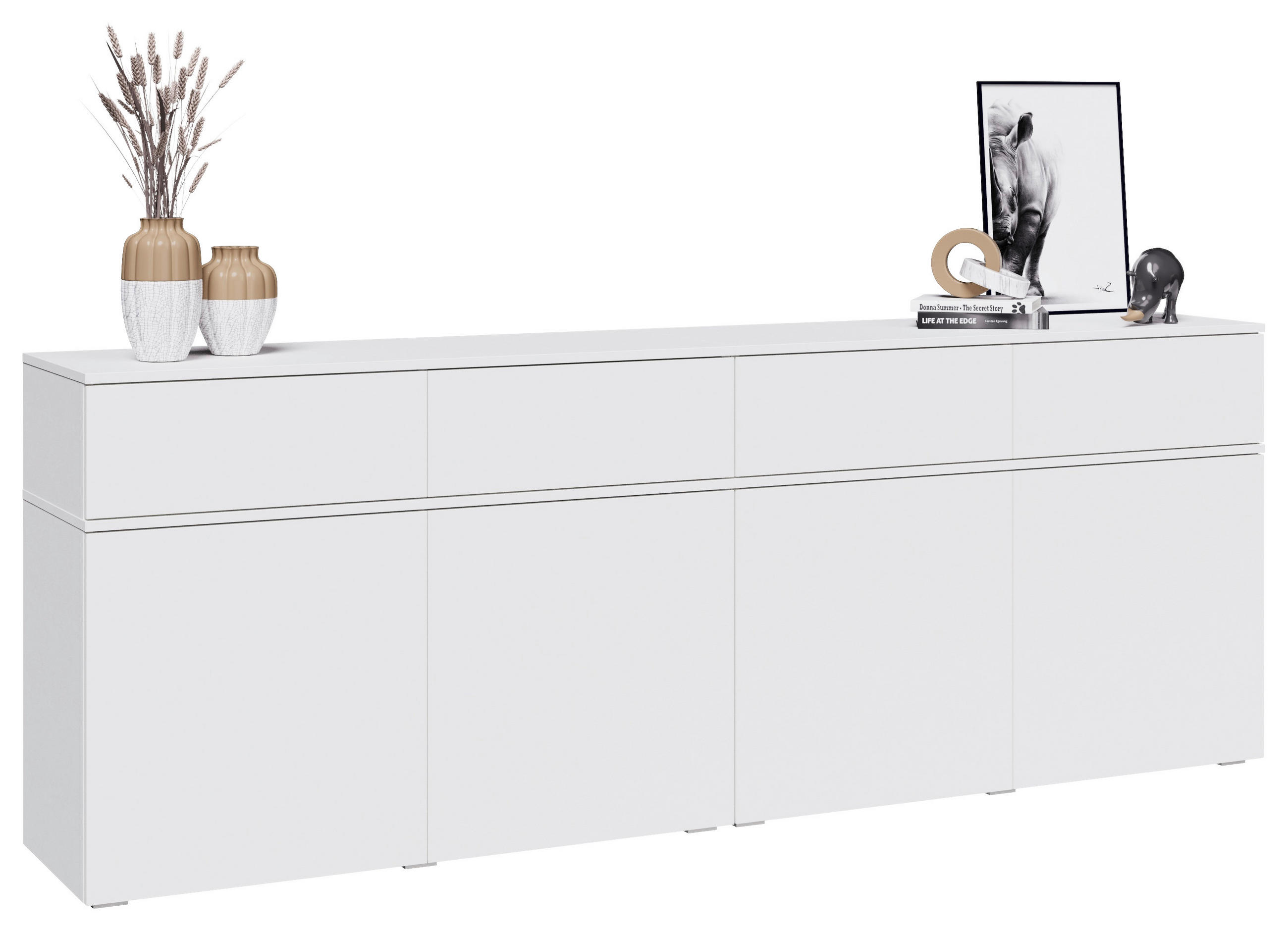 SIDEBOARD  220/80/40 cm 4 Schublade(n)  - Silberfarben/Weiß, Design, Holzwerkstoff/Kunststoff (220/80/40cm) - Xora
