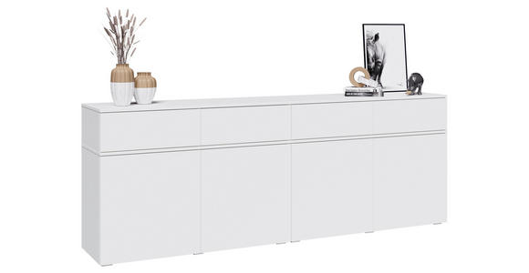 SIDEBOARD  220/80/40 cm 4 Schublade(n)  - Silberfarben/Weiß, Design, Holzwerkstoff/Kunststoff (220/80/40cm) - Xora