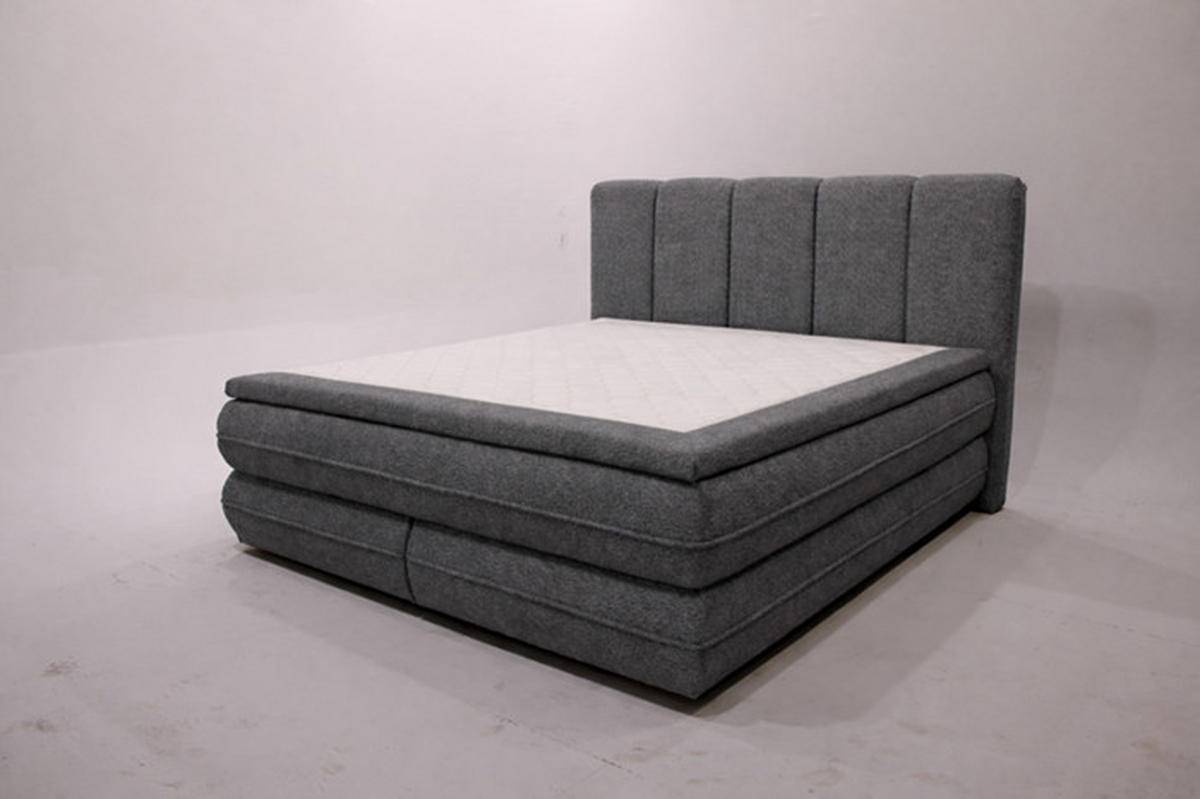 Pat Boxspring, 160/200 cm, gri - gri, Modern, materiale naturale/lemn (160/200cm) - Voleo