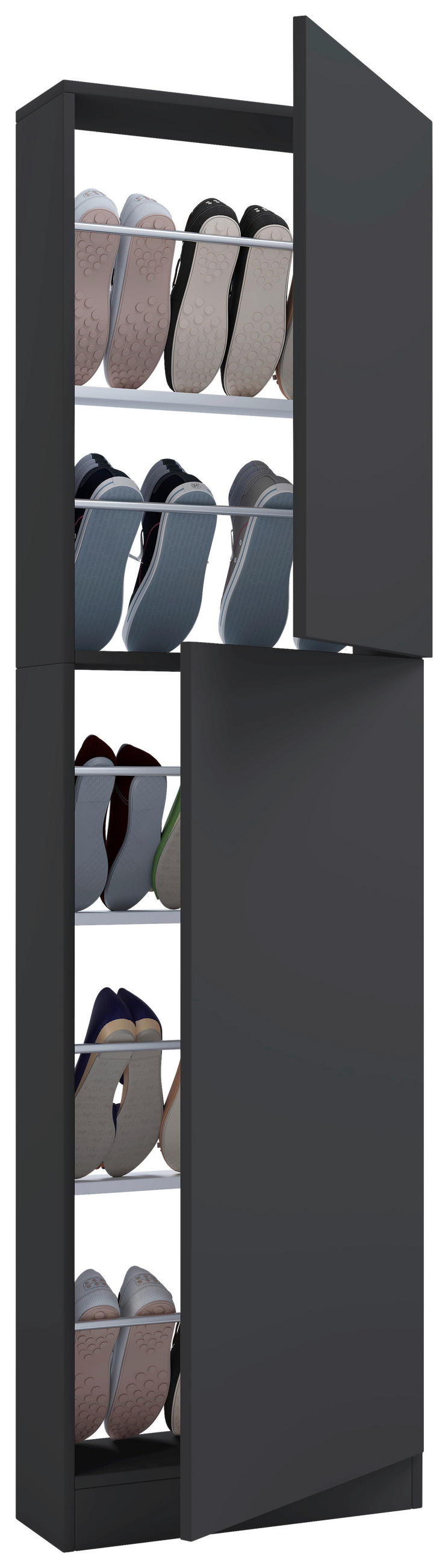 SCHUHSCHRANK Anthrazit  - Anthrazit, Design, Holzwerkstoff (50/180/17cm) - MID.YOU