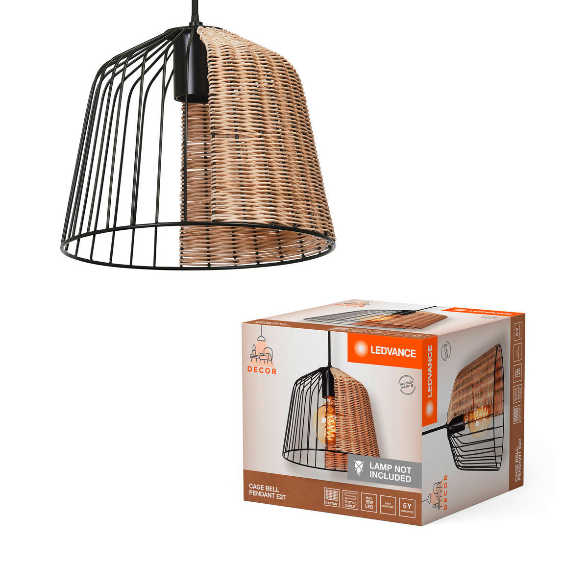 DECKENLEUCHTE  26/126,50 cm    - KONVENTIONELL, Holz/Metall (26/126,50cm) - Ledvance
