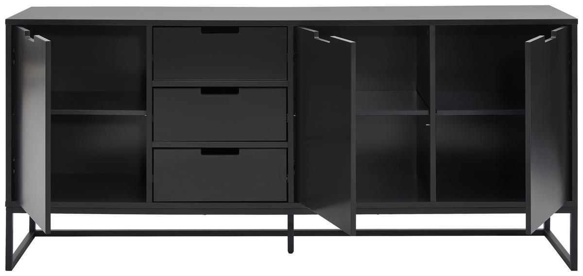 KOMODA, črna, antracit  - črna/antracit, Design, kovina/leseni material (180/79/40cm) - MID.YOU