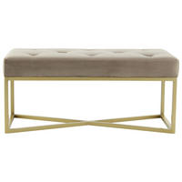 SITZBANK 40/40/90 cm Samt Taupe, Goldfarben Sperrholz  - Taupe/Goldfarben, Design, Textil/Metall (40/40/90cm) - Kayoom