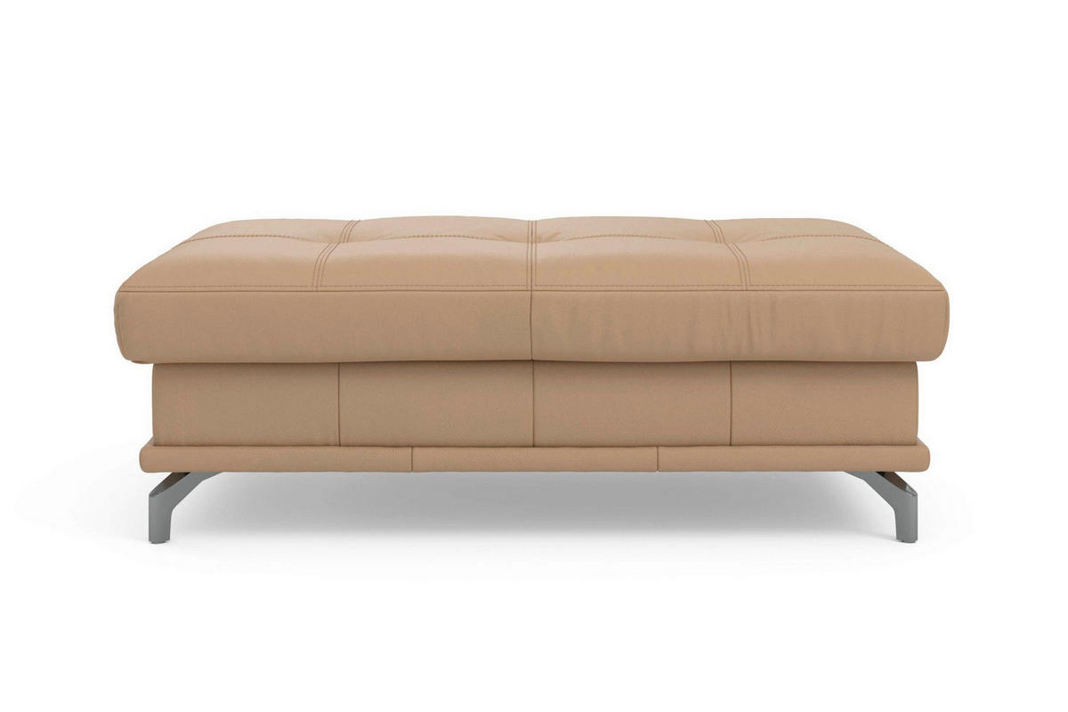 HOCKER COSTELLO E Echtleder Cappuccino  - Schwarz/Cappuccino, Basics, Leder/Metall (133/47/72cm) - Sit & More