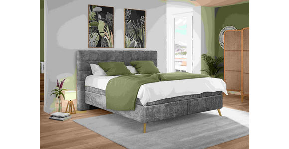 BOXSPRINGBETT 180/200 cm  in Dunkelgrau  - Eichefarben/Dunkelgrau, Design, Holz/Textil (180/200cm) - Esposa