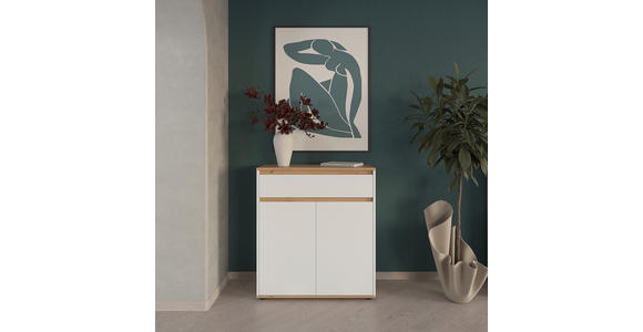 KOMMODE , 80/93/38 cm, 1 Schublade(n)  - Schwarz/Weiß, MODERN, Holzwerkstoff/Kunststoff (80/93/38cm) - Carryhome