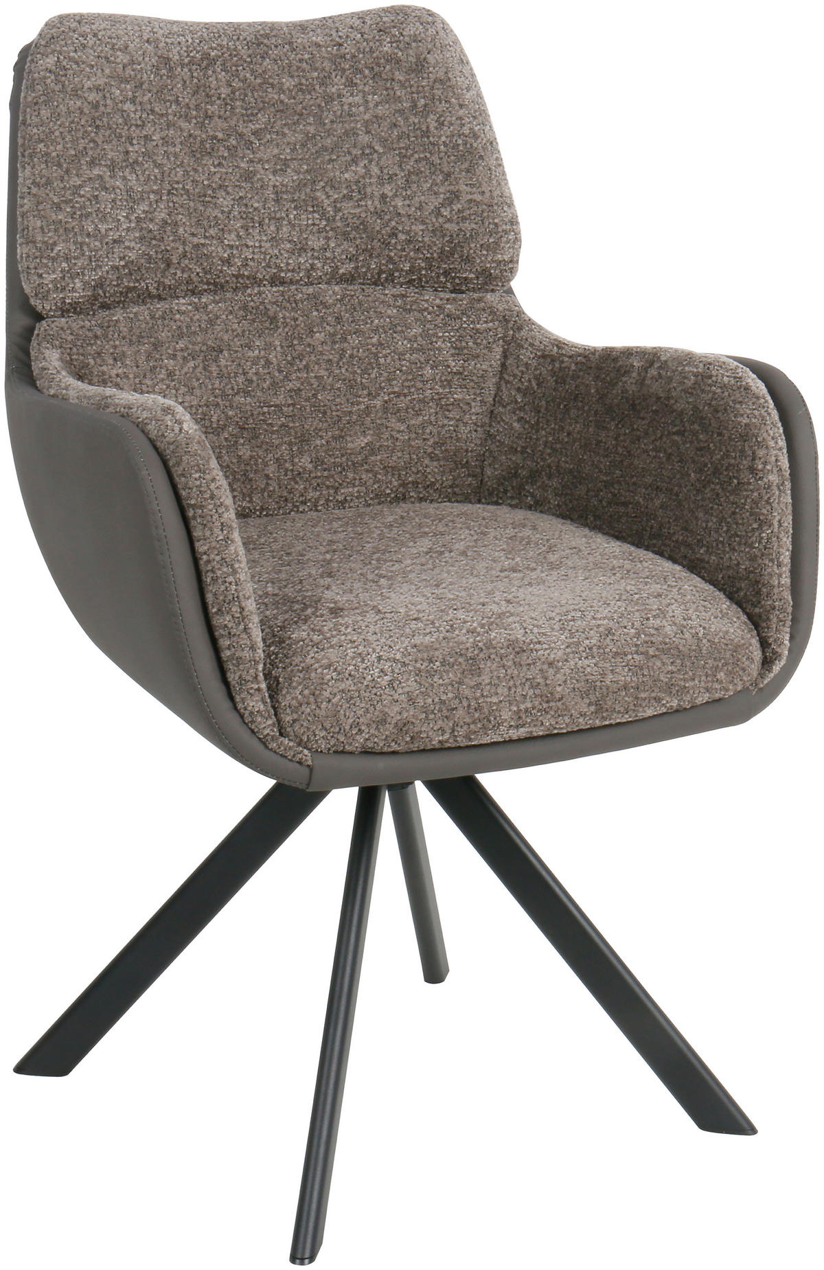 ARMLEHNSTUHL Eisen Webstoff  - Schwarz/Braun, Modern, Textil/Metall (61/91/65cm) - MID.YOU