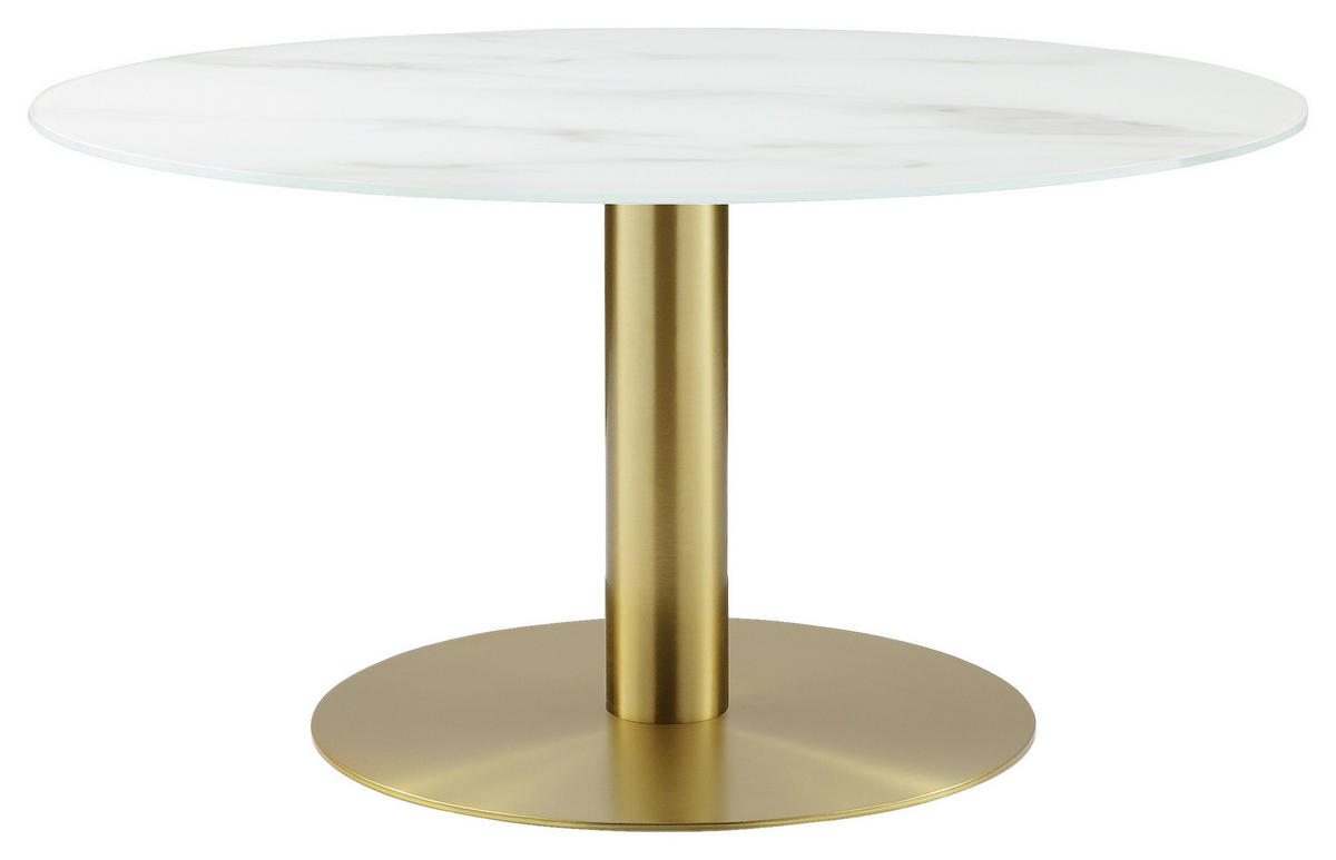 COUCHTISCH Kristallglas 80/80/45 cm rund Weiß, Goldfarben  - Goldfarben/Weiß, Design, Glas/Metall (80/80/45cm) - Ambia Home