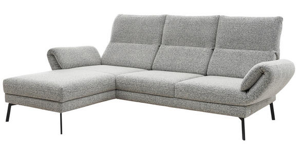 ECKSOFA  in Flachgewebe Blaugrau  175-224/255-365 cm  - Blaugrau/Schwarz, Design, Textil/Metall (175-224/255-365cm) - Dieter Knoll