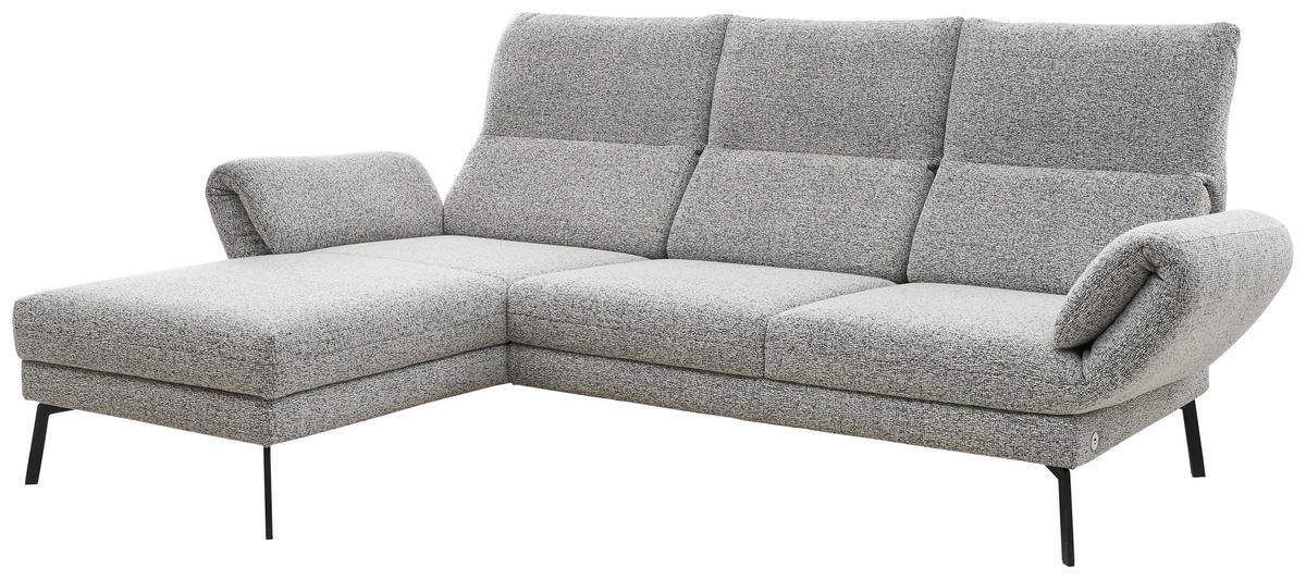 ECKSOFA in Flachgewebe Blaugrau  175-224/255-365 cm  - Blaugrau/Schwarz, Design, Textil/Metall (175-224/255-365cm) - Dieter Knoll