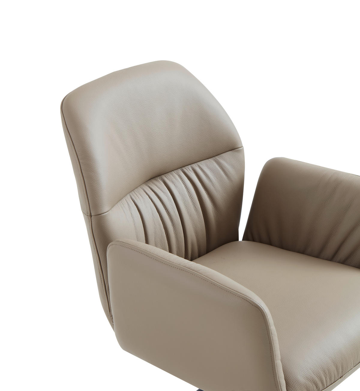 ARMLEHNSTUHL  Sitzfläche 360° drehbar, automatische Rückholfunktion  Echtleder  - Creme/Schwarz, Design, Leder/Metall (62/89/63cm) - Dieter Knoll