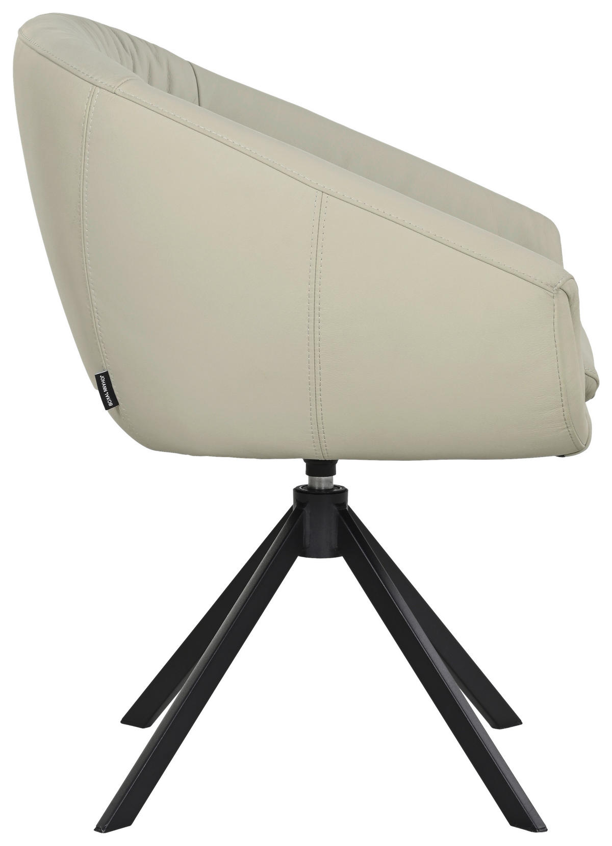 ARMLEHNSTUHL  Lederauswahl, Sitzfläche 360° drehbar  Echtleder  - Taupe/Schwarz, Design, Leder/Metall (64/81.5/61cm) - Johann Jakob