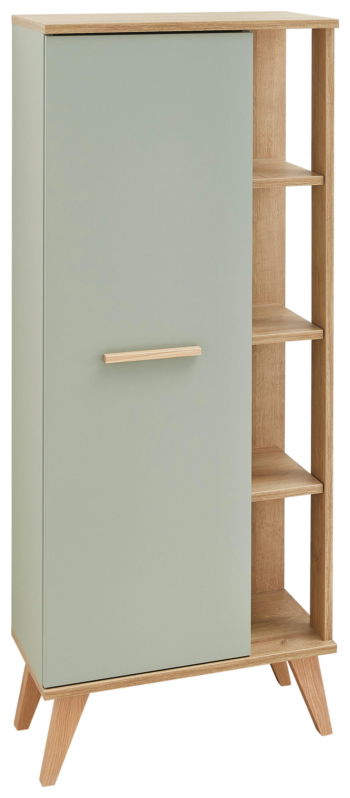 MIDISCHRANK 50,5/128/33 cm - Eichefarben/Pastellgrün, ROMANTIK / LANDHAUS, Glas/Holzwerkstoff (50,5/128/33cm) - Xora