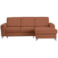 ECKSOFA Orange, Rostfarben Flachgewebe  - Rostfarben/Silberfarben, Design, Textil/Metall (244/167cm) - Cantus