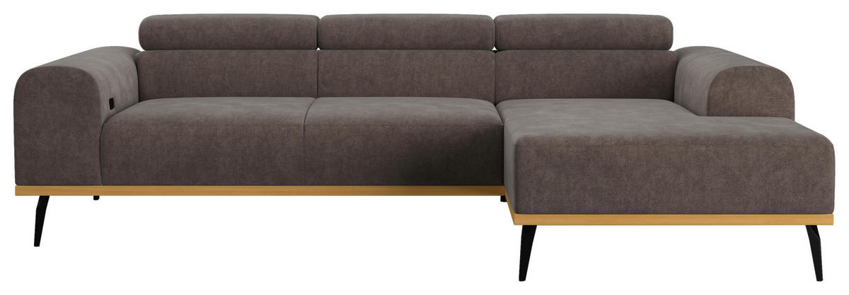 ECKSOFA Anthrazit Mikrofaser  - Anthrazit/Schwarz, KONVENTIONELL, Textil/Metall (244/157cm) - Cotta