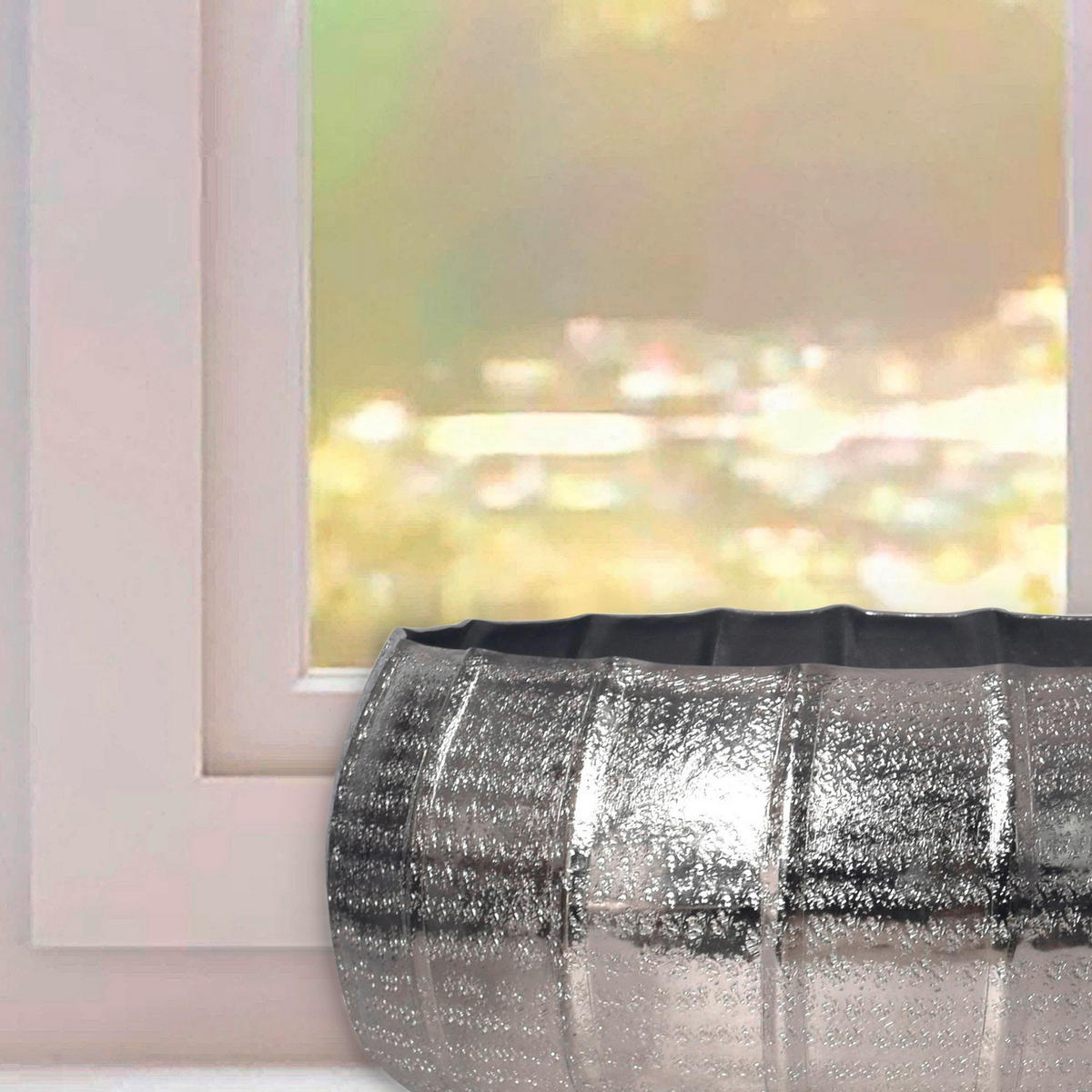 DEKOVASE  - Silberfarben, Design, Metall (39/17/39cm) - Livetastic