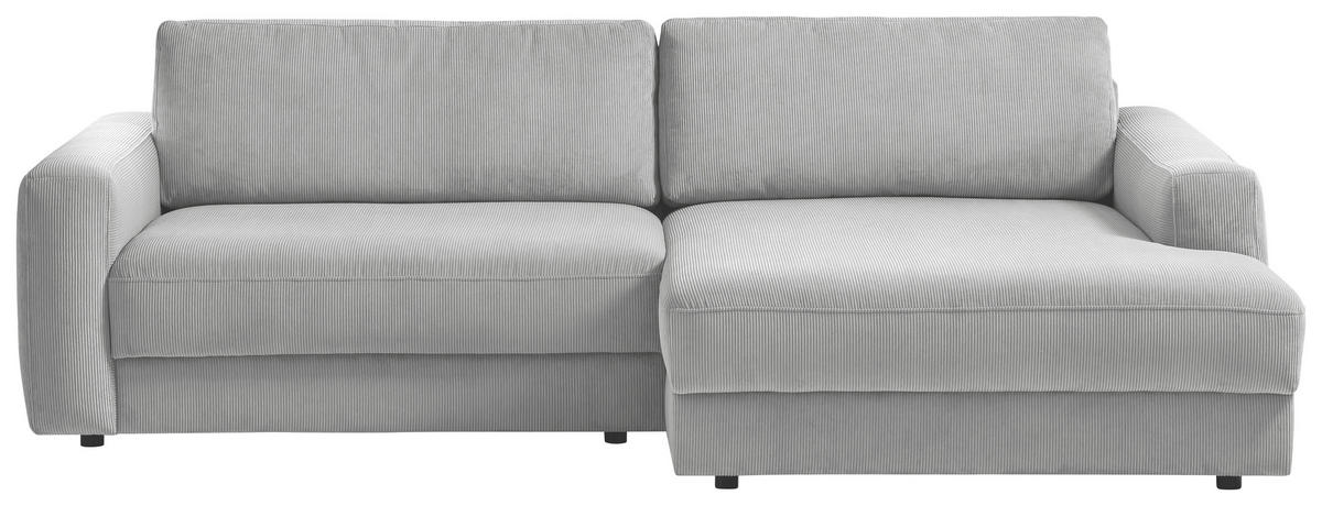 ECKSOFA in Cord Grau  - Schwarz/Grau, Modern, Textil (250/176cm) - Trendmanufaktur