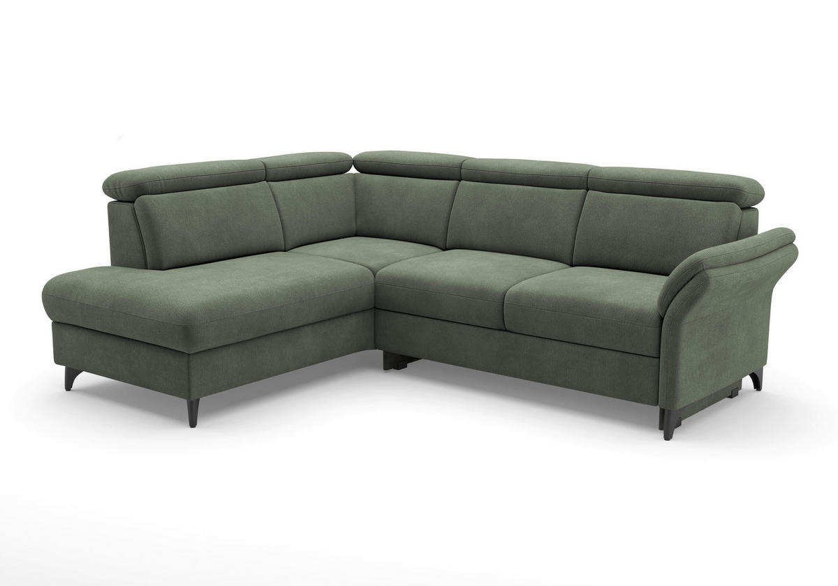 ECKSOFA Flachgewebe Dunkelgrün  - Dunkelgrün/Schwarz, Konventionell, Textil/Metall (193/247cm) - Sit & More