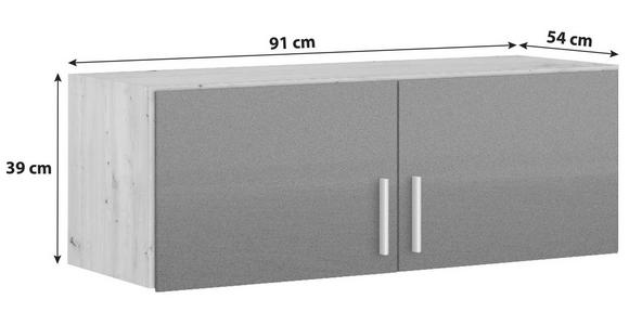 AUFSATZSCHRANK 91/39/54 cm Dunkelgrau, Eiche Artisan  - Dunkelgrau/Silberfarben, Design, Holzwerkstoff/Kunststoff (91/39/54cm) - Carryhome