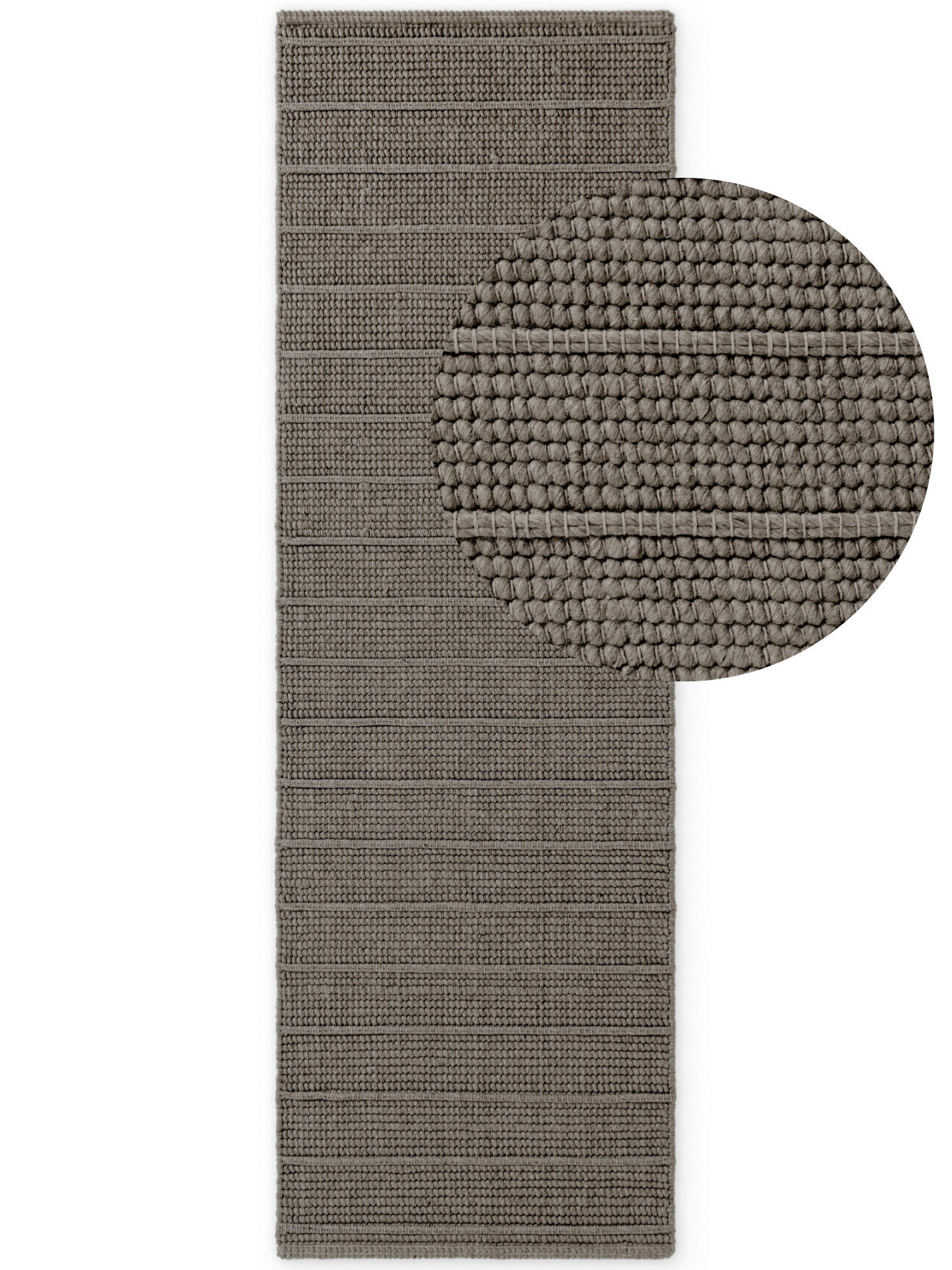 WOLLTEPPICH 80/250 cm Camden Grau, Dunkelbraun rechteckig  - Dunkelbraun/Grau, KONVENTIONELL, Textil (80/250cm) - Ted Baker