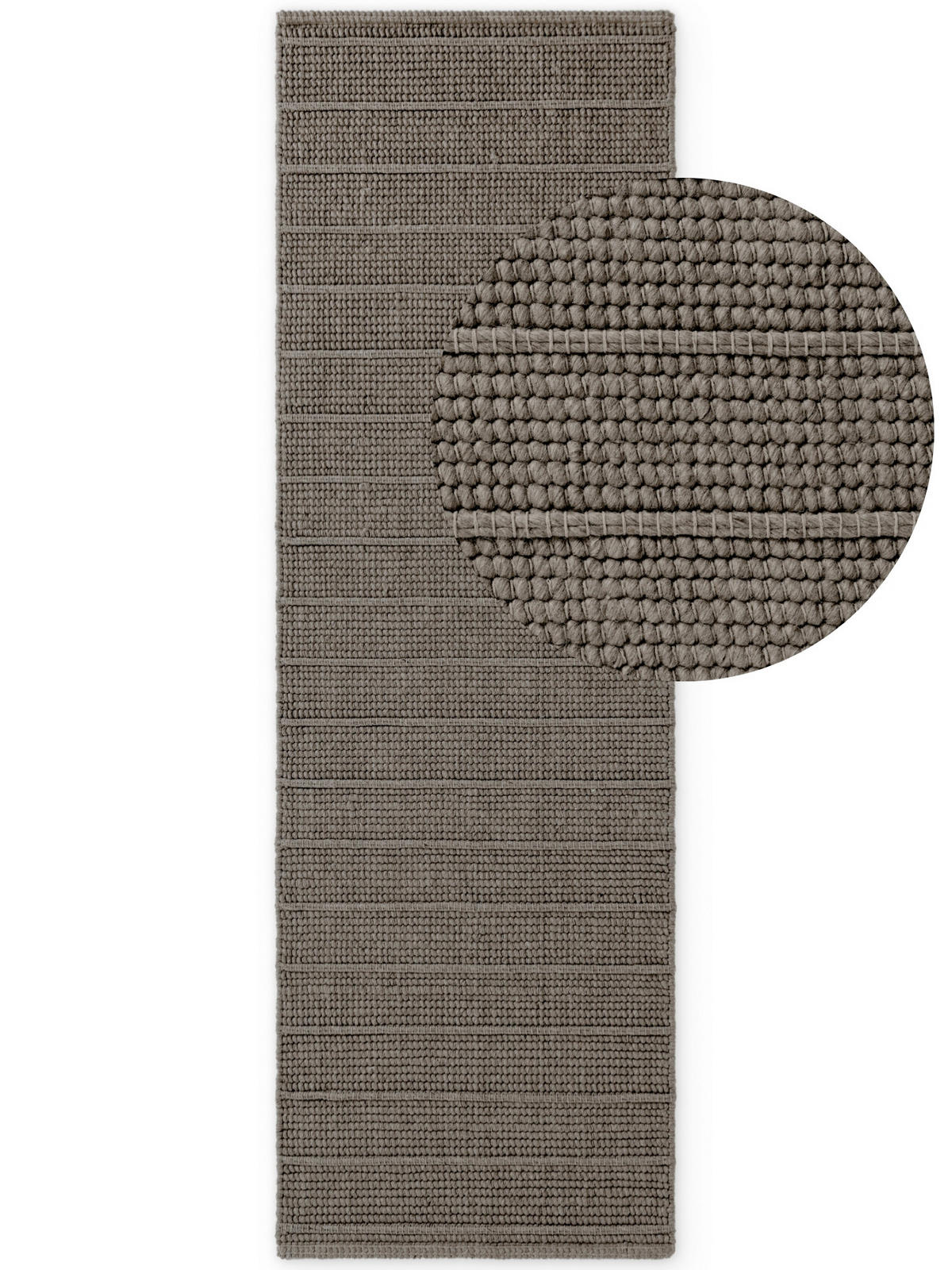 WOLLTEPPICH 80/250 cm Camden Grau, Dunkelbraun rechteckig  - Dunkelbraun/Grau, KONVENTIONELL, Textil (80/250cm) - Ted Baker