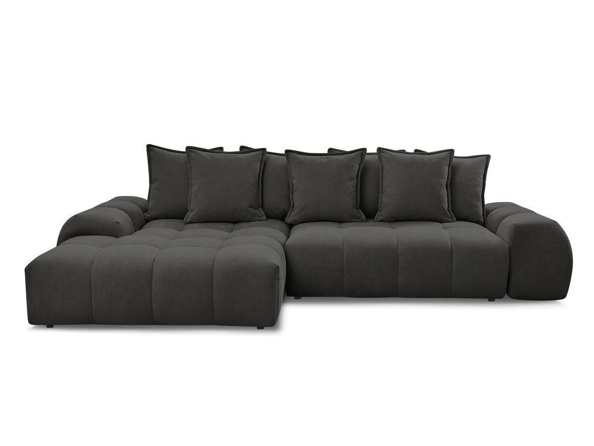 ECKSCHLAFSOFA EVEREST  mit Rücken echt, Armteil links, Armteil rechts Struktur Schwarz  - Schwarz, MODERN, Kunststoff/Textil (318/180cm) - Livetastic