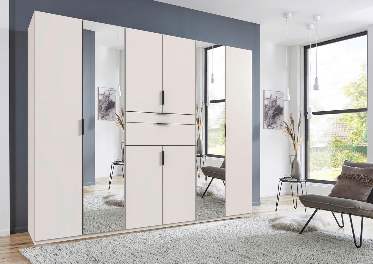 KLEIDERSCHRANK in Weiss  - Weiss/Schwarz, Modern, Glas/Holzwerkstoff (270/210/58cm) - Boxxx