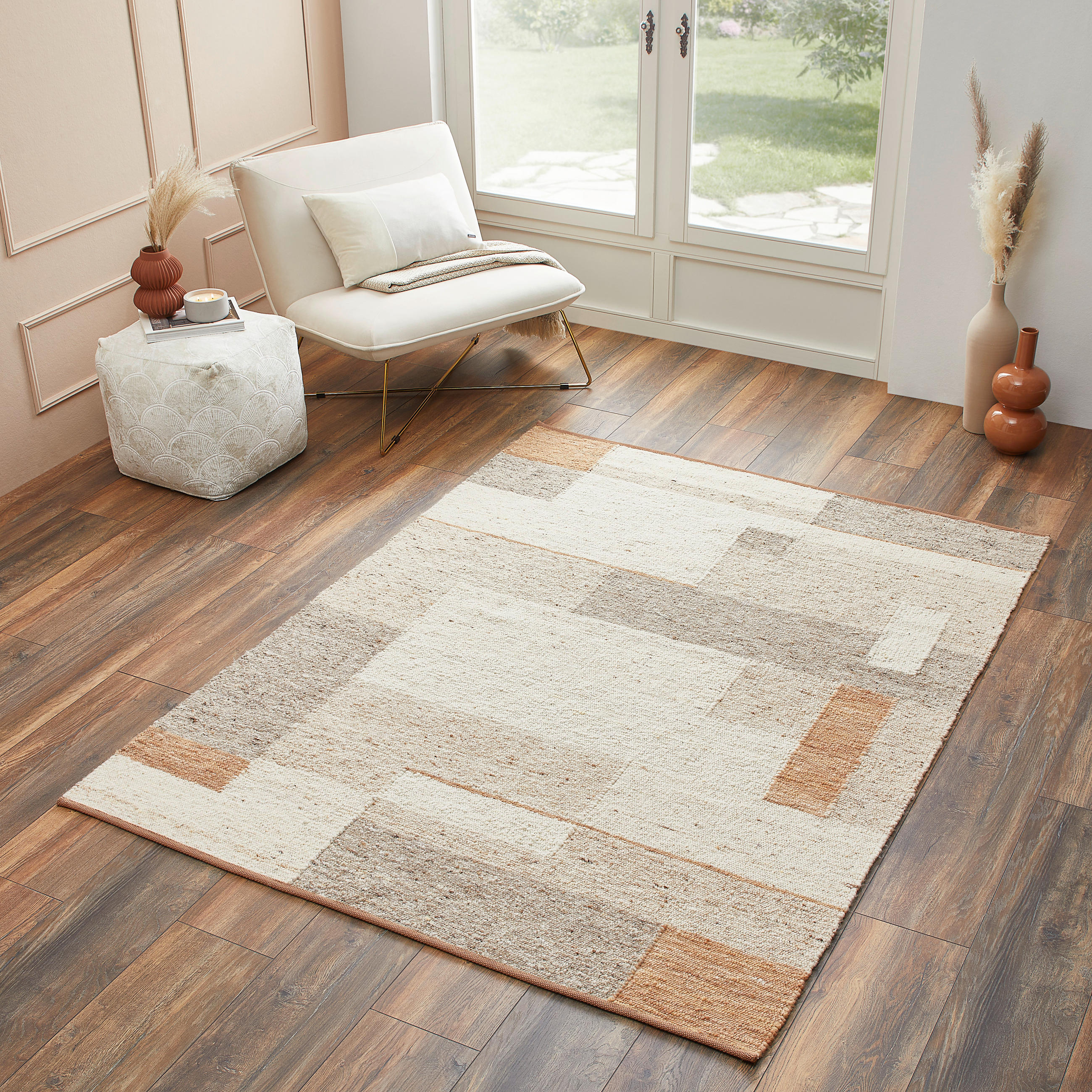 HANDWEBTEPPICH 130/190 cm Freising  - Beige/Orange, Konventionell, Textil (130/190cm) - Linea Natura