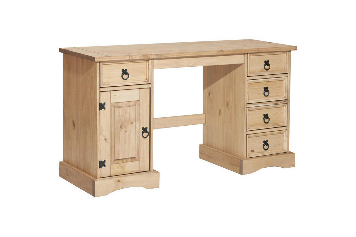SCHREIBTISCH 140/48/76 cm  in Honig  - Schwarz/Honig, Natur, Holz/Metall (140/48/76cm) - Livetastic