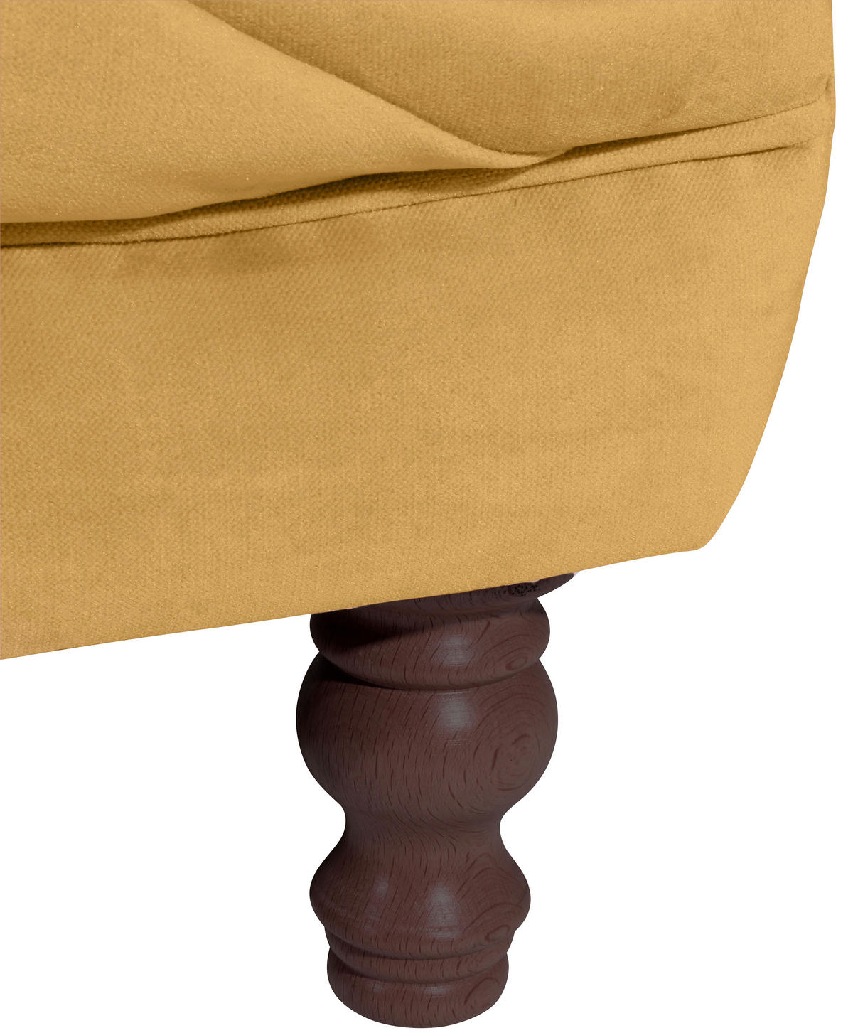 CHESTERFIELD-ZWEISITZER-SOFA  in Velours Gelb  - Gelb/Nussbaumfarben, Design, Holz/Textil (200/80/100cm) - Max Winzer