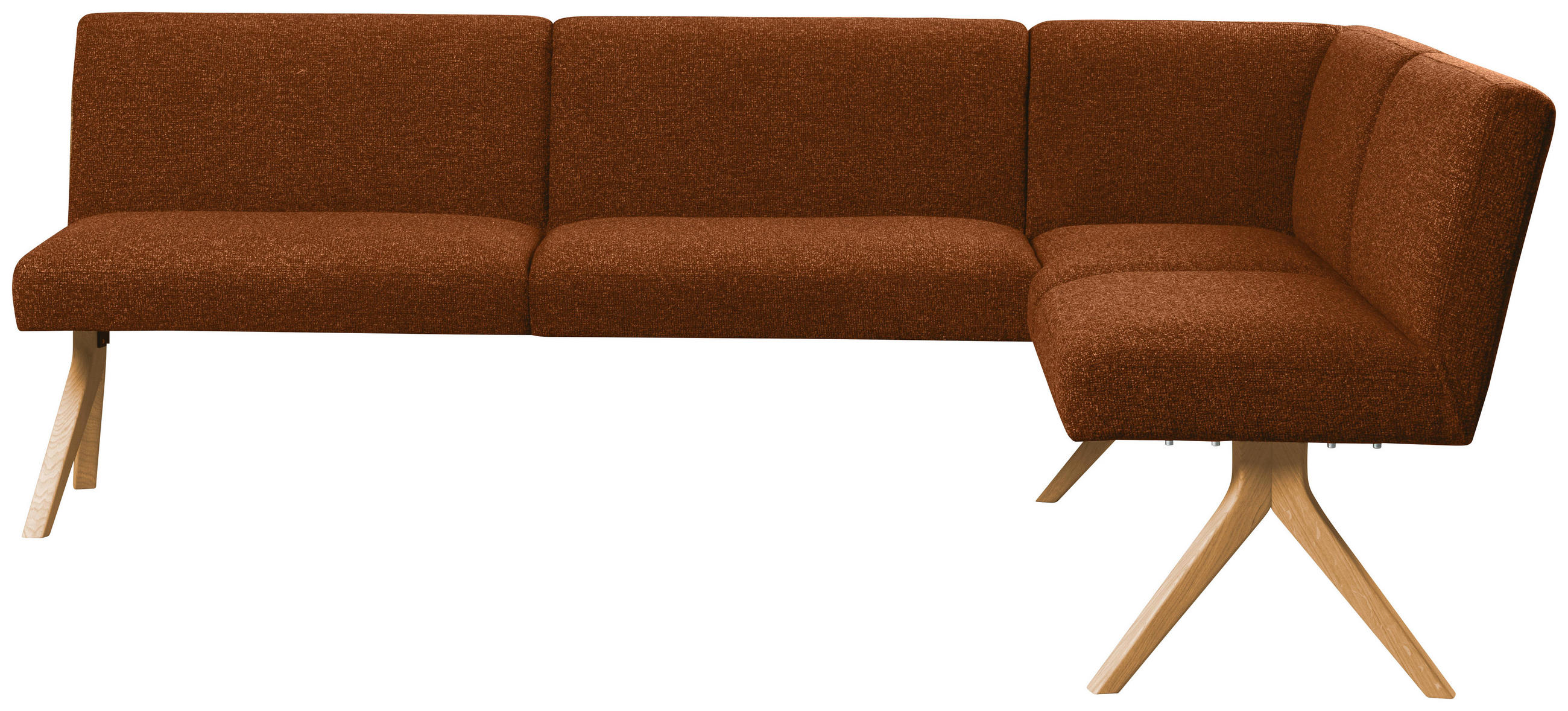 ECKBANK 218/172 cm Webstoff Haselnussfarben Eiche vollmassiv   - Eichefarben/Haselnussfarben, KONVENTIONELL, Holz/Textil (218/172cm) - Linea Natura