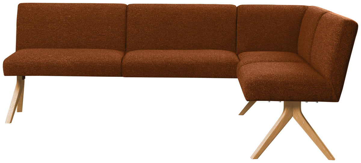 ECKBANK 218/172 cm Webstoff Haselnussfarben Eiche vollmassiv   - Eichefarben/Haselnussfarben, KONVENTIONELL, Holz/Textil (218/172cm) - Linea Natura