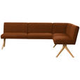 ECKBANK 218/172 cm Webstoff Haselnussfarben Eiche vollmassiv   - Eichefarben/Haselnussfarben, KONVENTIONELL, Holz/Textil (218/172cm) - Linea Natura