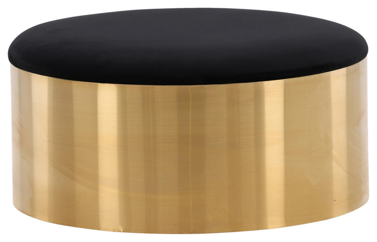HOCKER Samt Schwarz, Goldfarben  - Goldfarben/Schwarz, Design, Textil/Metall (45/46/45cm) - Livetastic