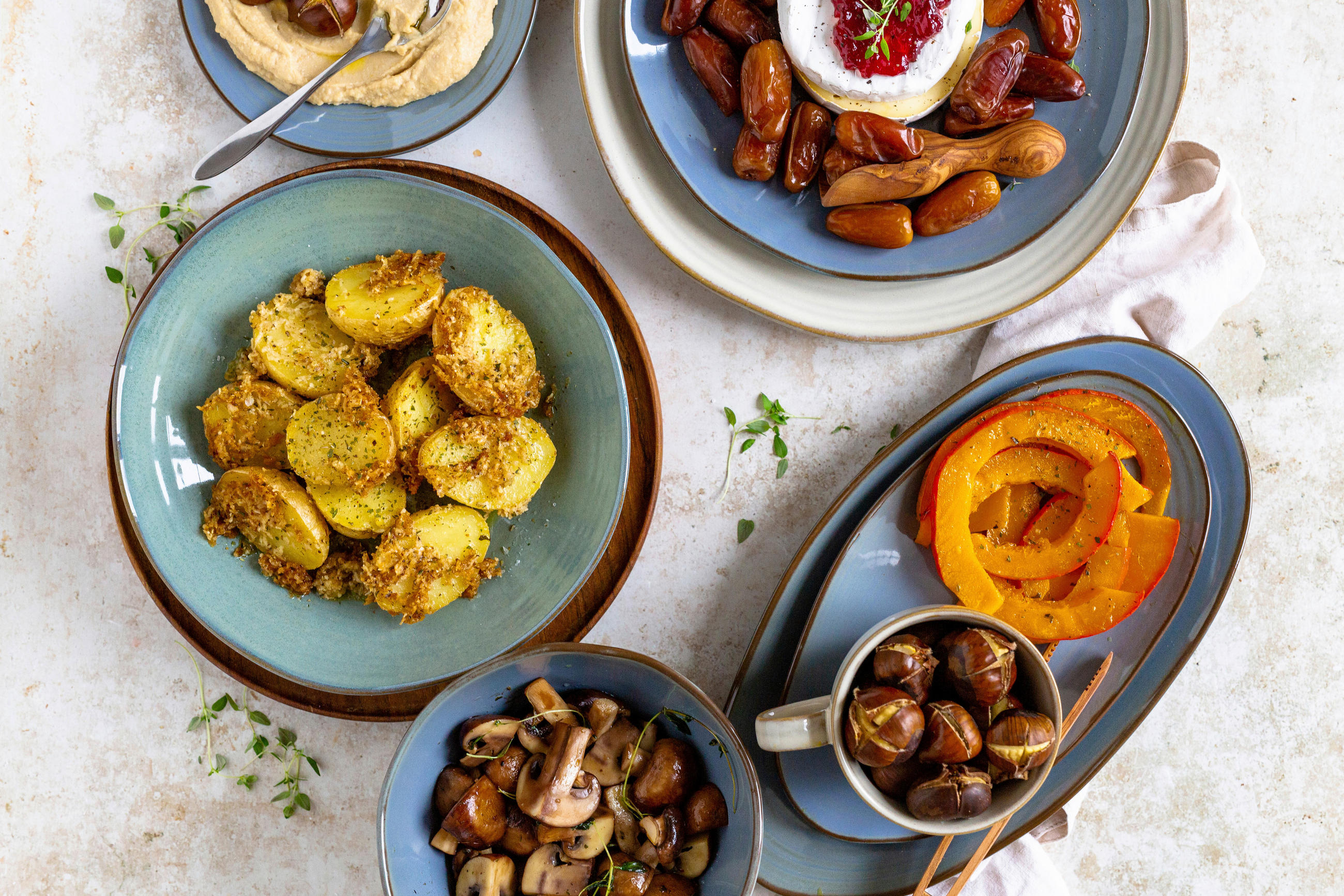 SERVIERPLATTEN-SET Nottingham  - Blaugrau, Basics, Keramik - Mäser