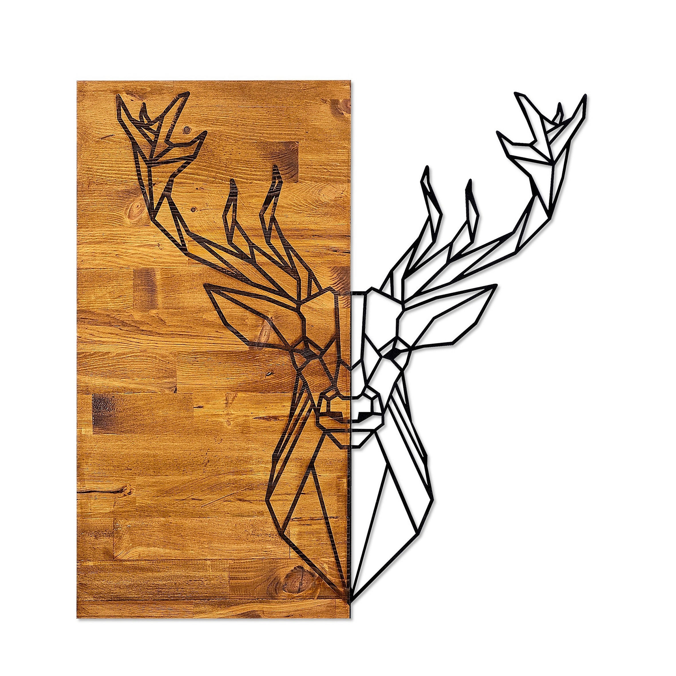 WANDDEKO Holz, Metall  - Walnussfarben, Basics, Holz/Metall (56/58cm) - X-Mas