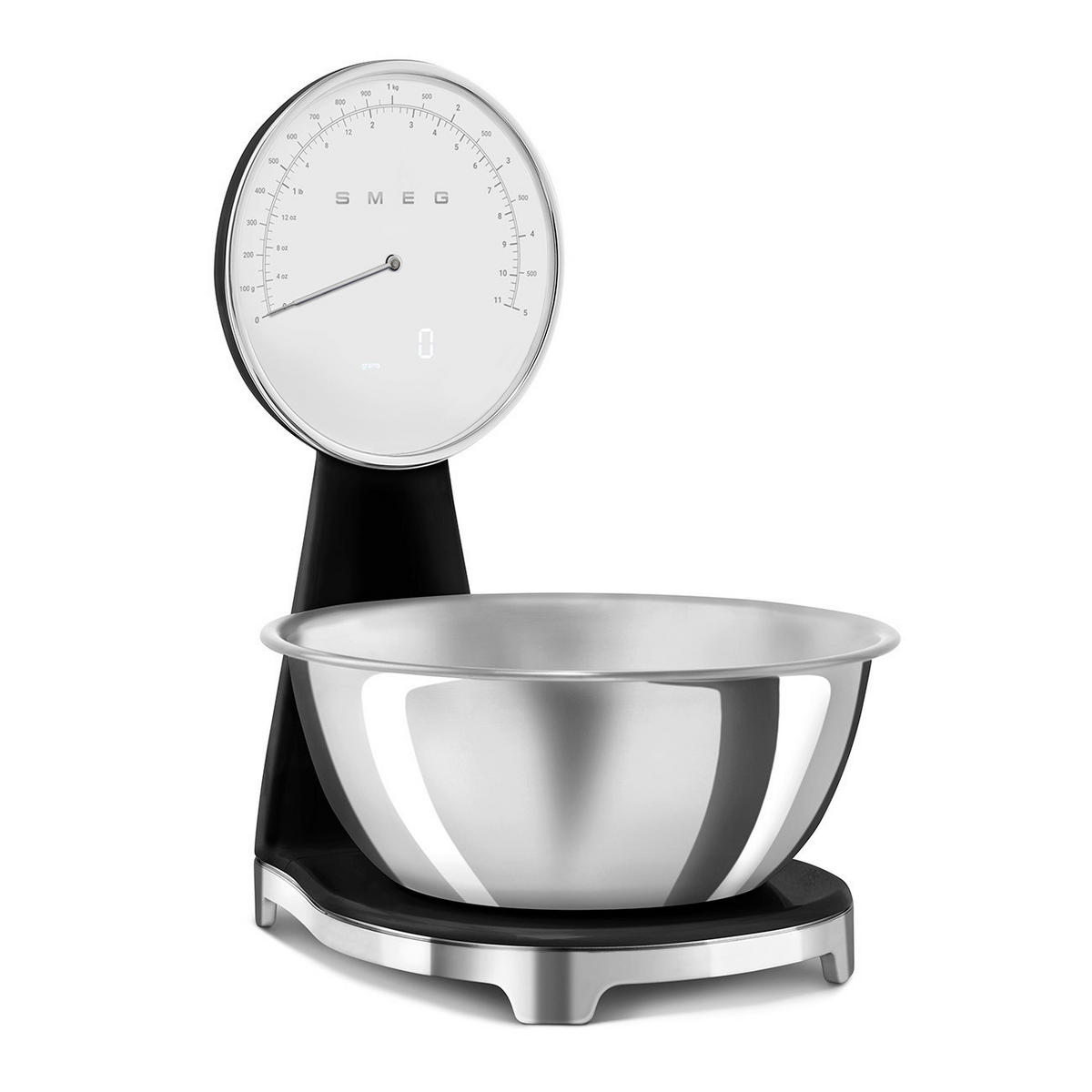 ELEKTRISCHE KÜCHENWAAGE 50's Style  - Schwarz Hochglanz, Trend, Kunststoff (18/31.5/25cm) - SMEG