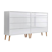 ŠIROKÁ KOMODA, vysoce lesklá bílá, bílá, 158/86/33 cm - bílá/dub artisan, Moderní, kompozitní dřevo (158/86/33cm) - MID.YOU