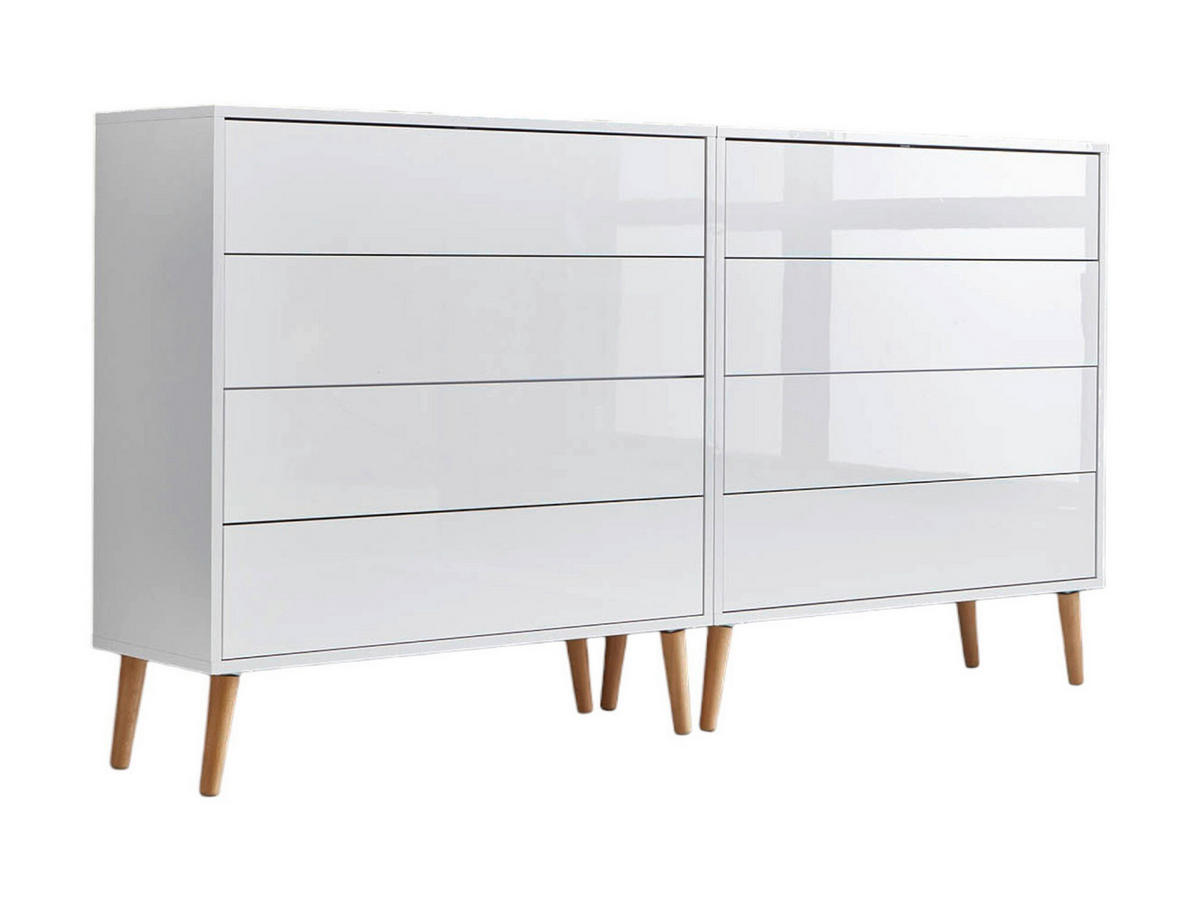 ŠIROKÁ KOMODA, vysoce lesklá bílá, bílá, 158/86/33 cm - bílá/dub artisan, Moderní, kompozitní dřevo (158/86/33cm) - MID.YOU