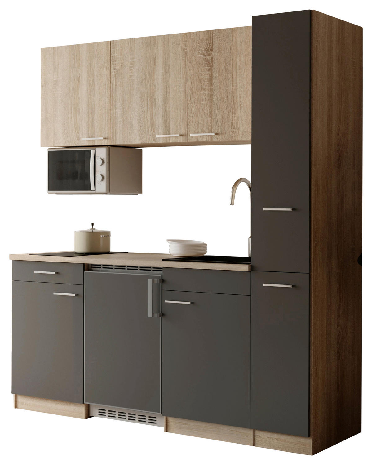 KUHINJSKI BLOK - siva/barve hrasta, Design, umetna masa/leseni material (180cm) - Respekta