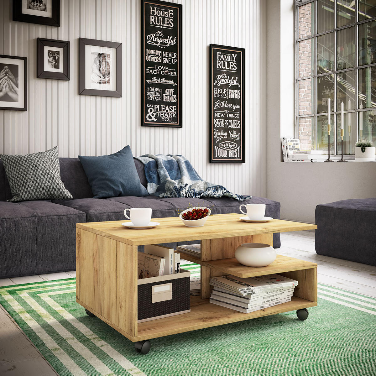 COUCHTISCH in Holzwerkstoff 50/80/40 cm  - Eichefarben/Honig, Basics, Holzwerkstoff (50/80/40cm) - MID.YOU