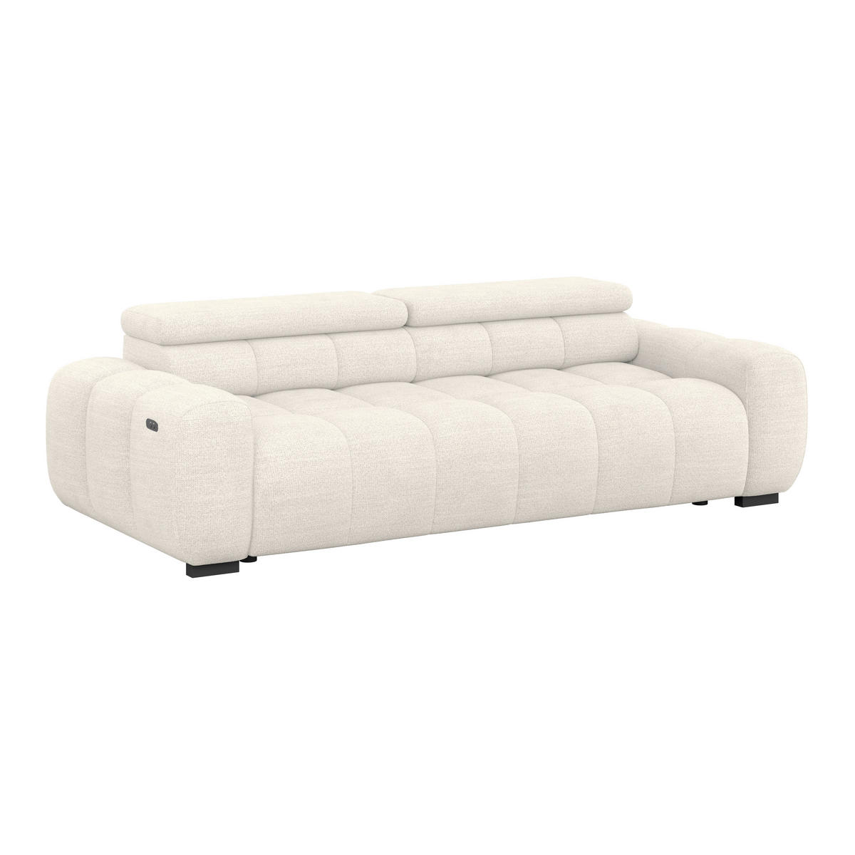 BIGSOFA Webstoff Greige  - Greige/Schwarz, Design, Kunststoff/Textil (248/77-97/108cm) - MID.YOU